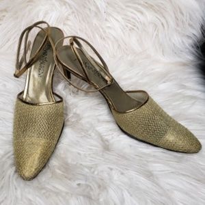 YSL Vintage heels - gold mesh sling back pumps